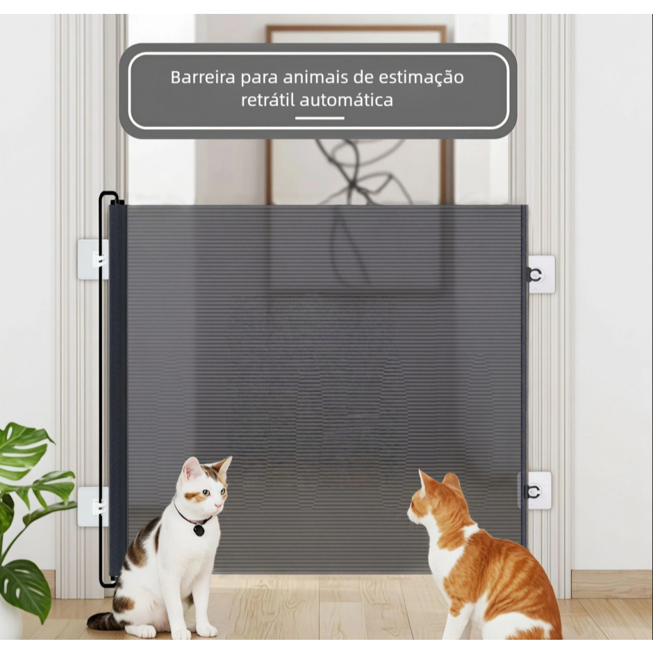 Grade de proteção para pets retrátil, sem estresse de instalação, bloqueia efetivamente gatos e cães de correr ao vento