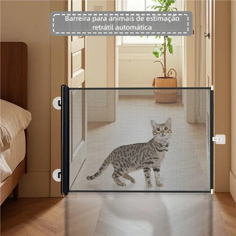 Detalhes do Super prático! Grade de separação telescópica automática para pets, ótimo auxiliar na isolamento doméstico