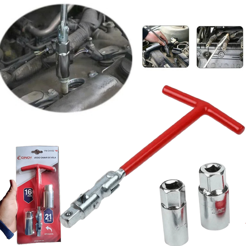 Jogo Chave De Vela T Com 2 Encaixes 16mm / 21mm Articulada em Oferta na Shopee