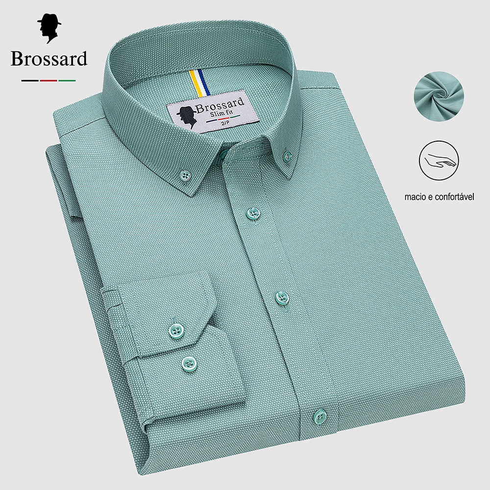 Kit 1/2 Camisa Social Masculina Algodão Premium Slim Manga Longa - Casual e Elegante - Frete Grátis em Oferta na Shopee