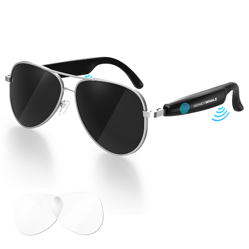 HONEYWHALE GL-09 Óculos de Sol Bluetooth Sem Fio, Esportivos Inteligentes/Assistente de Voz por Toque em Oferta na Shopee