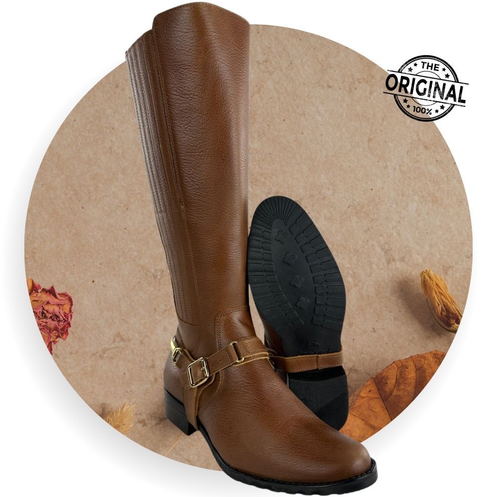 Bota Montaria Country Gaúcho Feminina Kedoll Oficial Marrom Macadamia Com Detalhes Bridão Removível Arara Brasil
