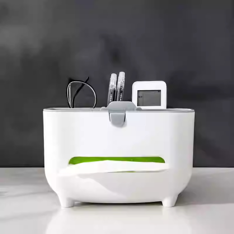 Caixa de Lenços Multifuncional Organizador de Mesa com Suporte para Celular Materia PP Resistente à Água e Durável