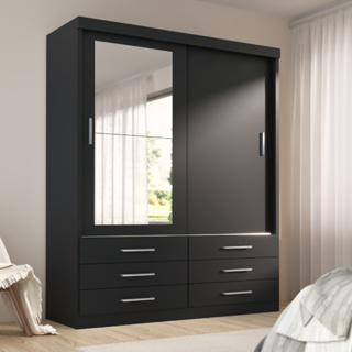 Guarda Roupa Solteiro Capri 2 Portas 6 Gavetas Com Espelho em Oferta na Shopee