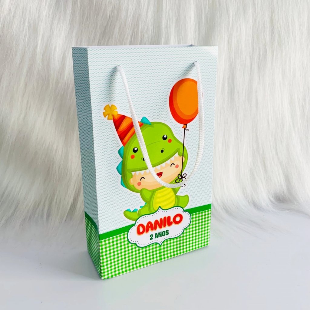 SACOLINHA PERSONALIZADA DINOSSAURO BABY PARA LEMBRANCINHA-TAMANHO P/Lembrancinha de Festa /Aniversário/Personalizados