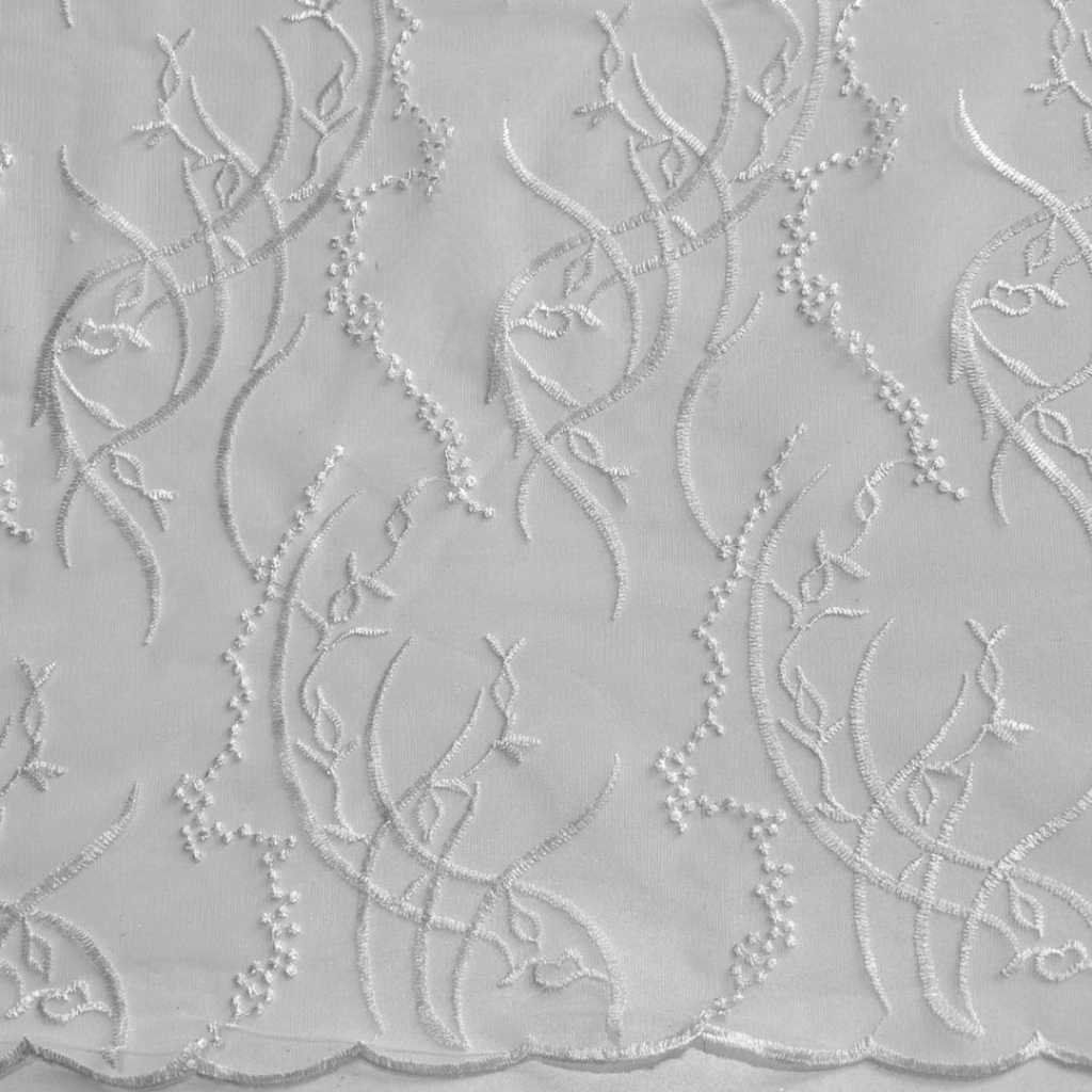 TULE BORDADO BRANCO 1,30m largura 100% poliéster tecido para vestido de noiva batizados daminhas em Oferta na Shopee