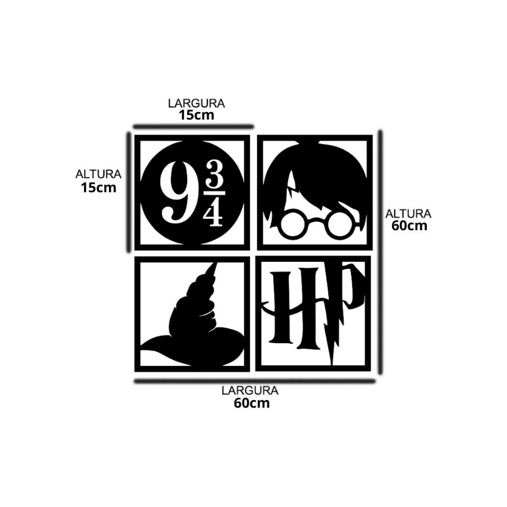 Kit Quadros Decorativo Vazado em MDF 3mm Harry Potter — imagem 2 de 2