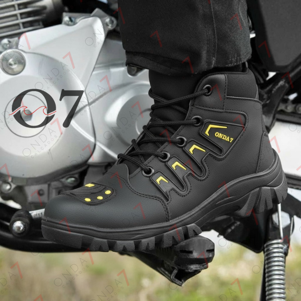 Bota Coturno Motoqueiro Masculino Motociclista Cano Médio Motoboy Tático Com Palmilha PU