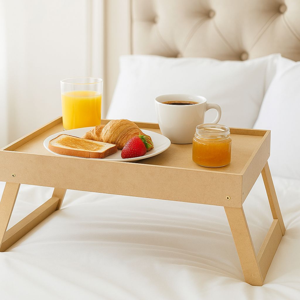 Bandeja Mesa De Cafe Com Pezinhos mdf Para Café Da Manhã na Cama e Sofá 45x26