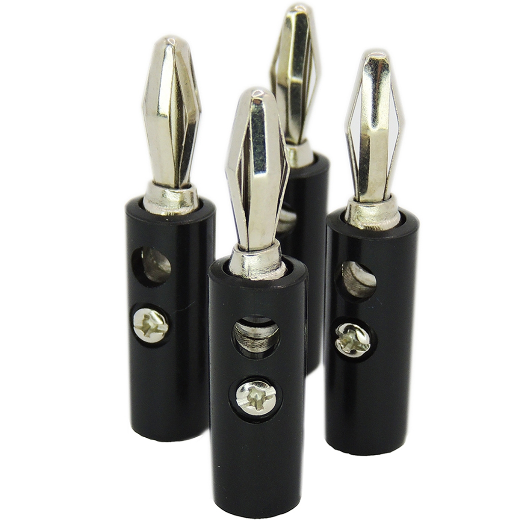 10x Pino Banana Plug Macho para Borne Banana Fêmea 4mm - Preto