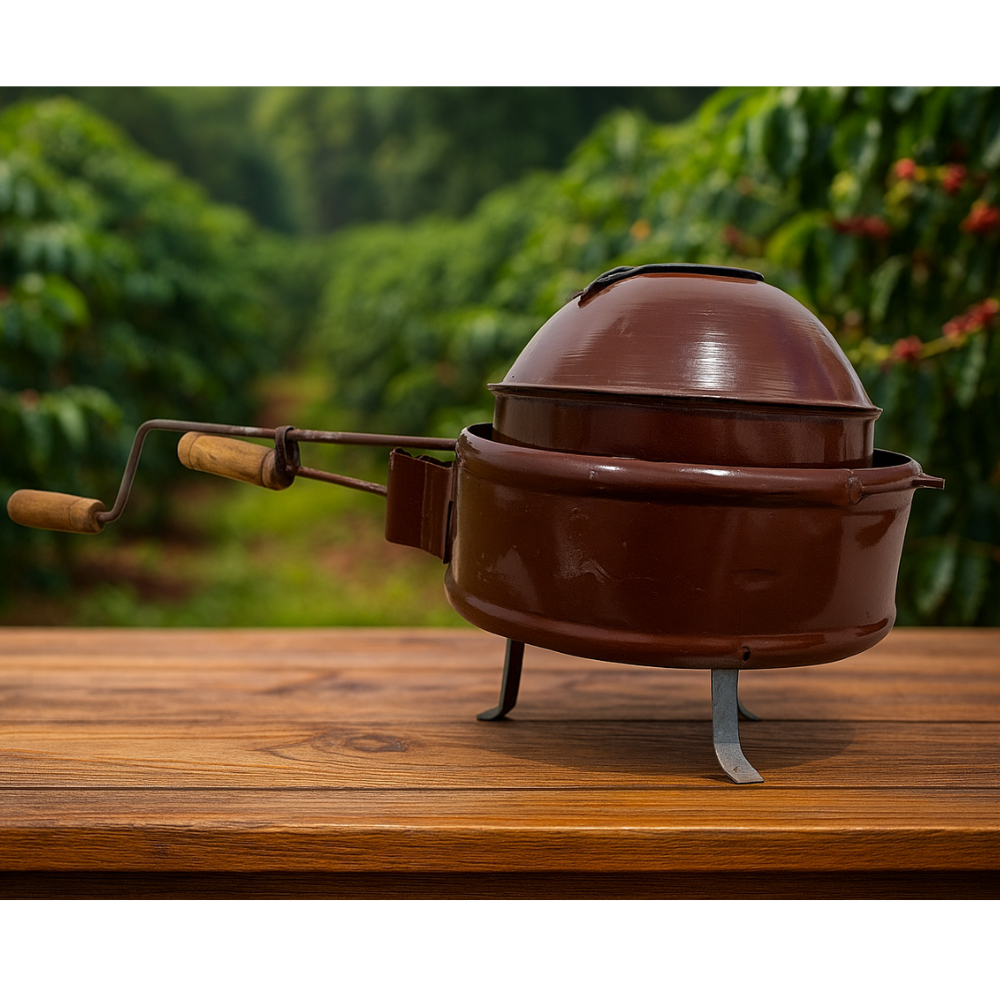 Torrador Café 2 Litros Manual Tipo Bola Esmaltado Rústico Manivela Madeira Caseiro Tradicional em Oferta na Shopee