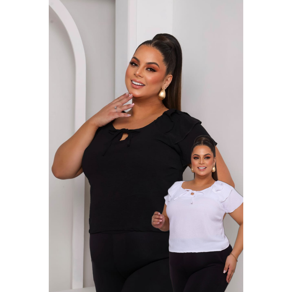Kit 2 Peças Blusa Feminina Plus Size Elegante e Confortável – Moda Versátil para Todas as Ocasiões