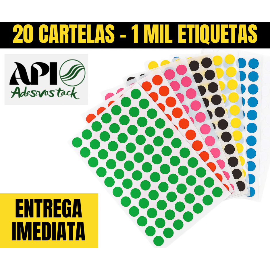 ETIQUETA BOLINHA - 1000 ETIQUETAS CARTELA em Oferta na Shopee