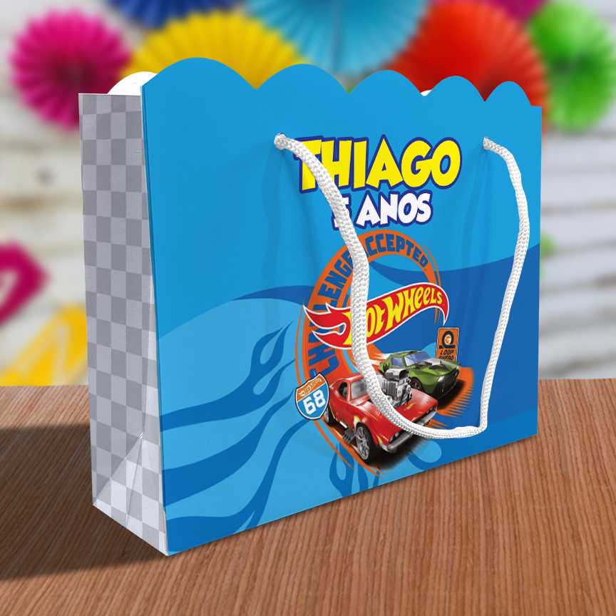 Sacolinha HotWheels Ondulada Personalizada Festa Lembrancinhas Kit Festa Sacola