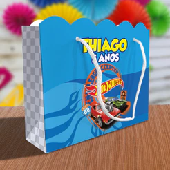 Sacolinha HotWheels Ondulada Personalizada Festa Lembrancinhas Kit Festa Sacola