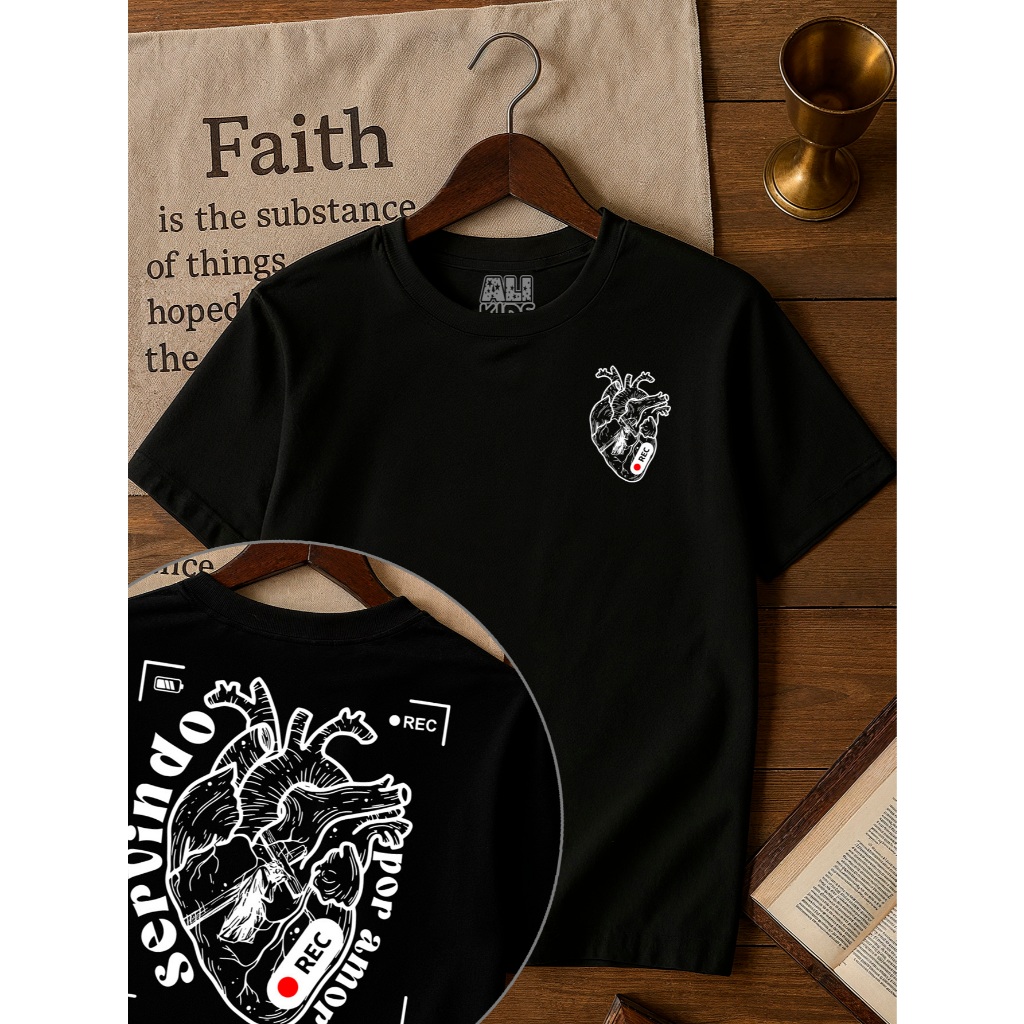 Camiseta 100% Algodão Gospel Juvenil e Infantil Menino Menina 2 ao 16 anos Servindo por amor para crianças