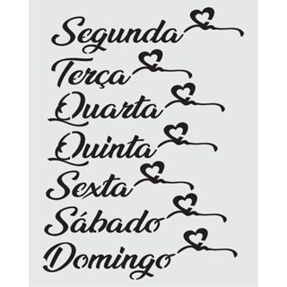 CUT0084 - Stencil Pintura 20X25cm Calendário Semaninha Coração Mylar 190 Micras em Oferta na Shopee