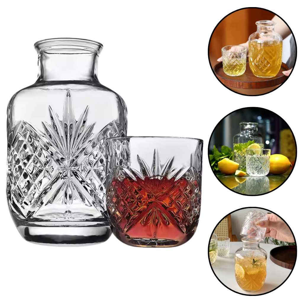 Conjunto 2 Peças Moringa de Vidro Casual 500ml Água Suco Bebida Restaurante Cozinha Jantar em Oferta na Shopee