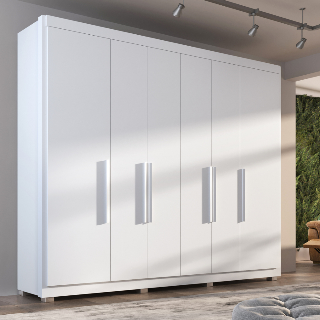 Guarda Roupa Casal Valencia 6 Portas 6 Gavetas  Com Pés
