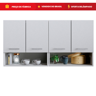 Armário Aéreo Cozinha 3 ou 4 Portas Multiuso Modular com Nicho Organizador Compacto Móveis Bonatto em Oferta na Shopee