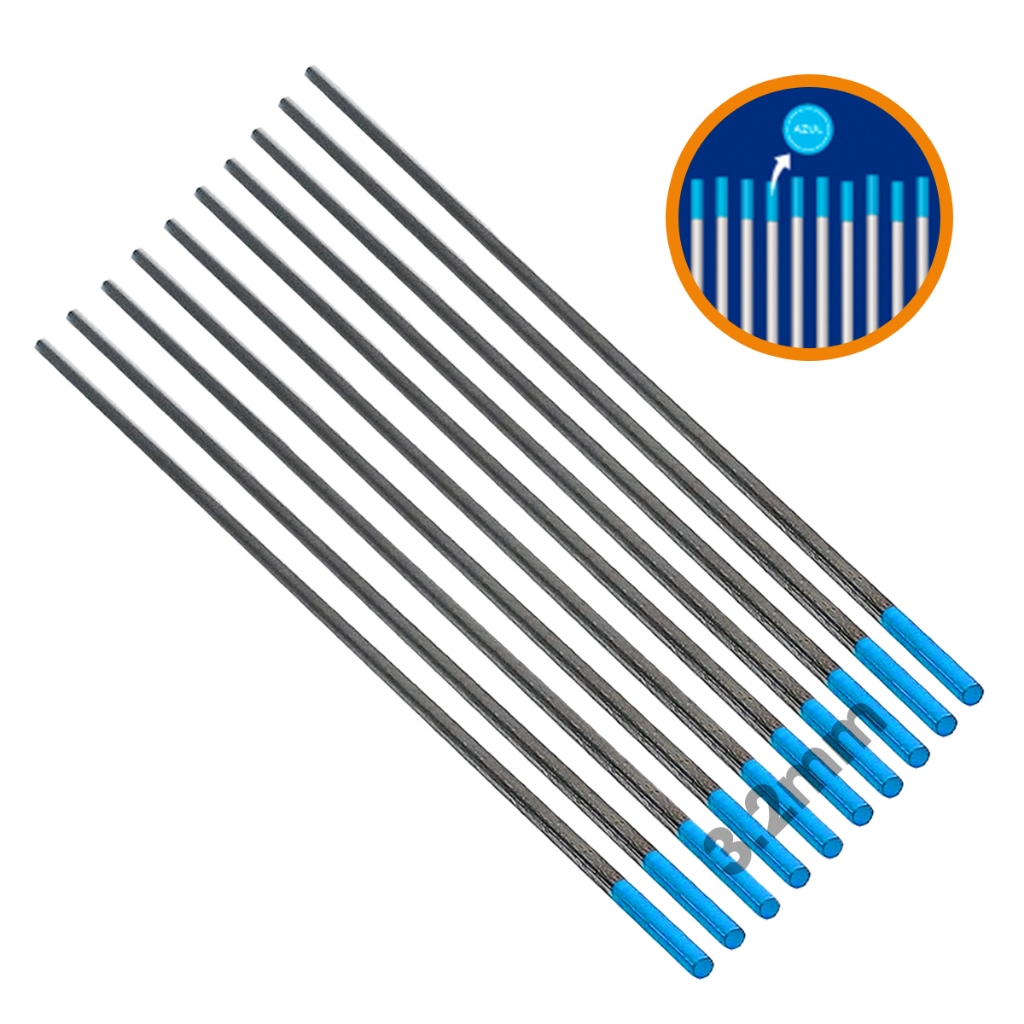 Kit 10 Pçs Eletrodo de Tungstênio 3.2mm Ponta Azul 2% Lantânio Para Soldar TIG Boxer em Oferta na Shopee