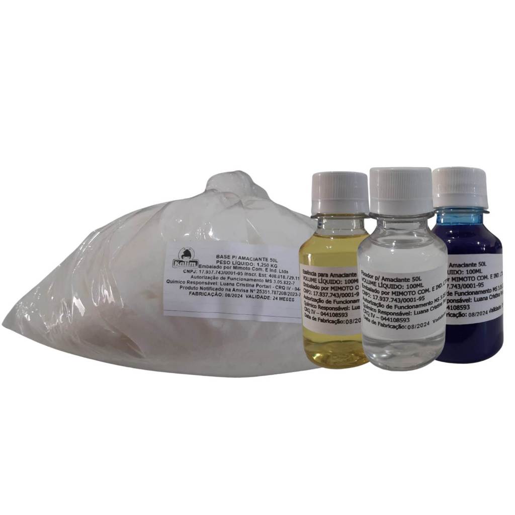 Kit Para Amaciante Base + Corante + Essência Faz 50 Litros