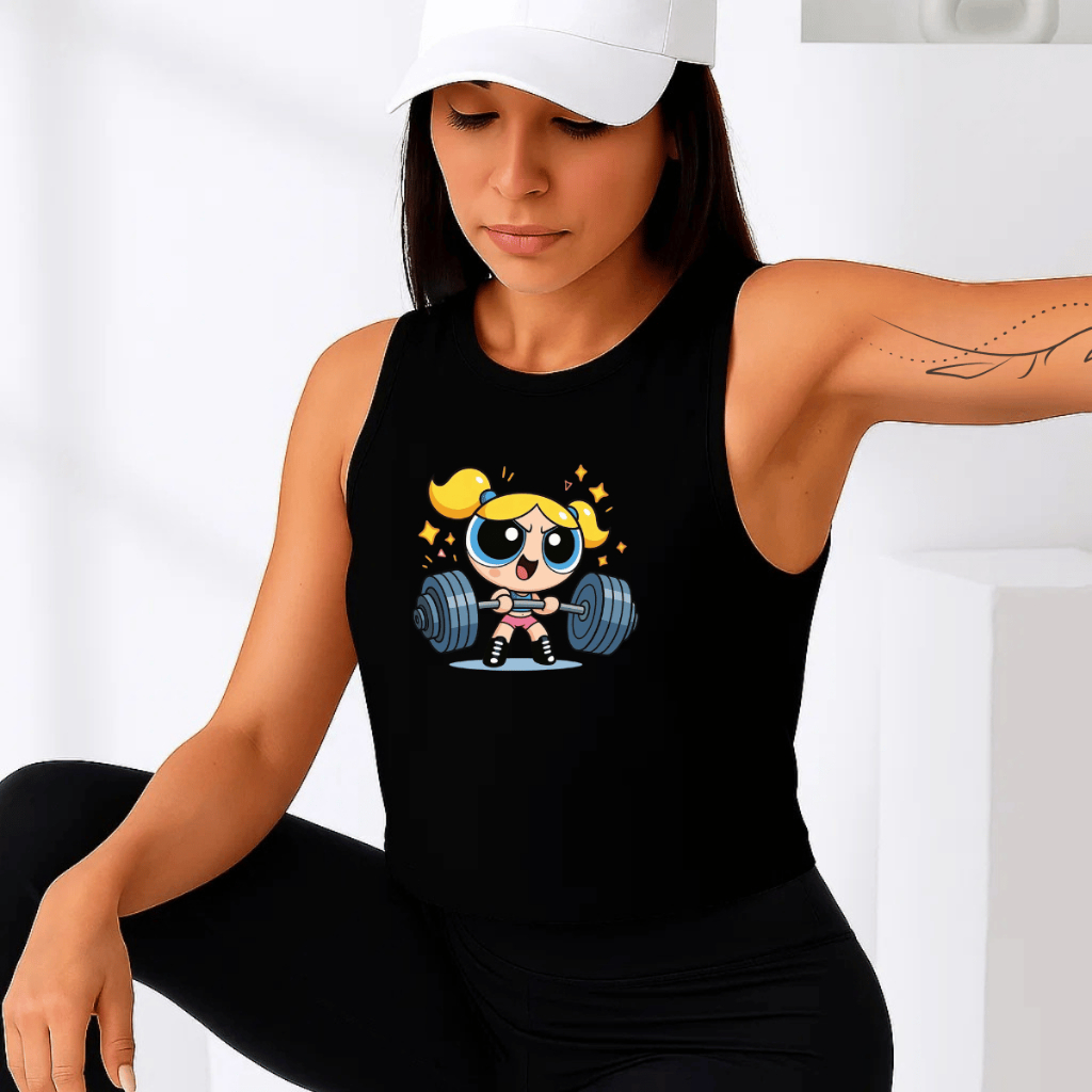 Regata Feminina Estampada Cavada Blusa Academia Power Girl Treino Algodão 100% Confortável Lindinha Verão GYM