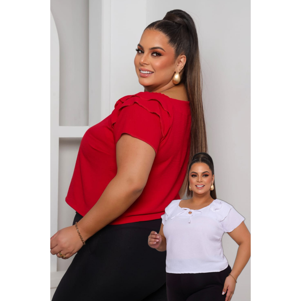 Kit de 2 Blusas Femininas Plus Size Confortáveis e Charmosas – Moda Elegante e Versátil