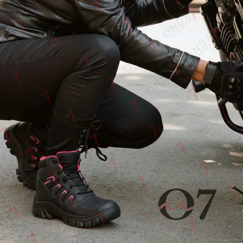 BOTA FEMININA COTURNO MOTOBOY MOTOQUEIRO CASUAL BARATA CONFORTAVEL SOLA COSTURADA
