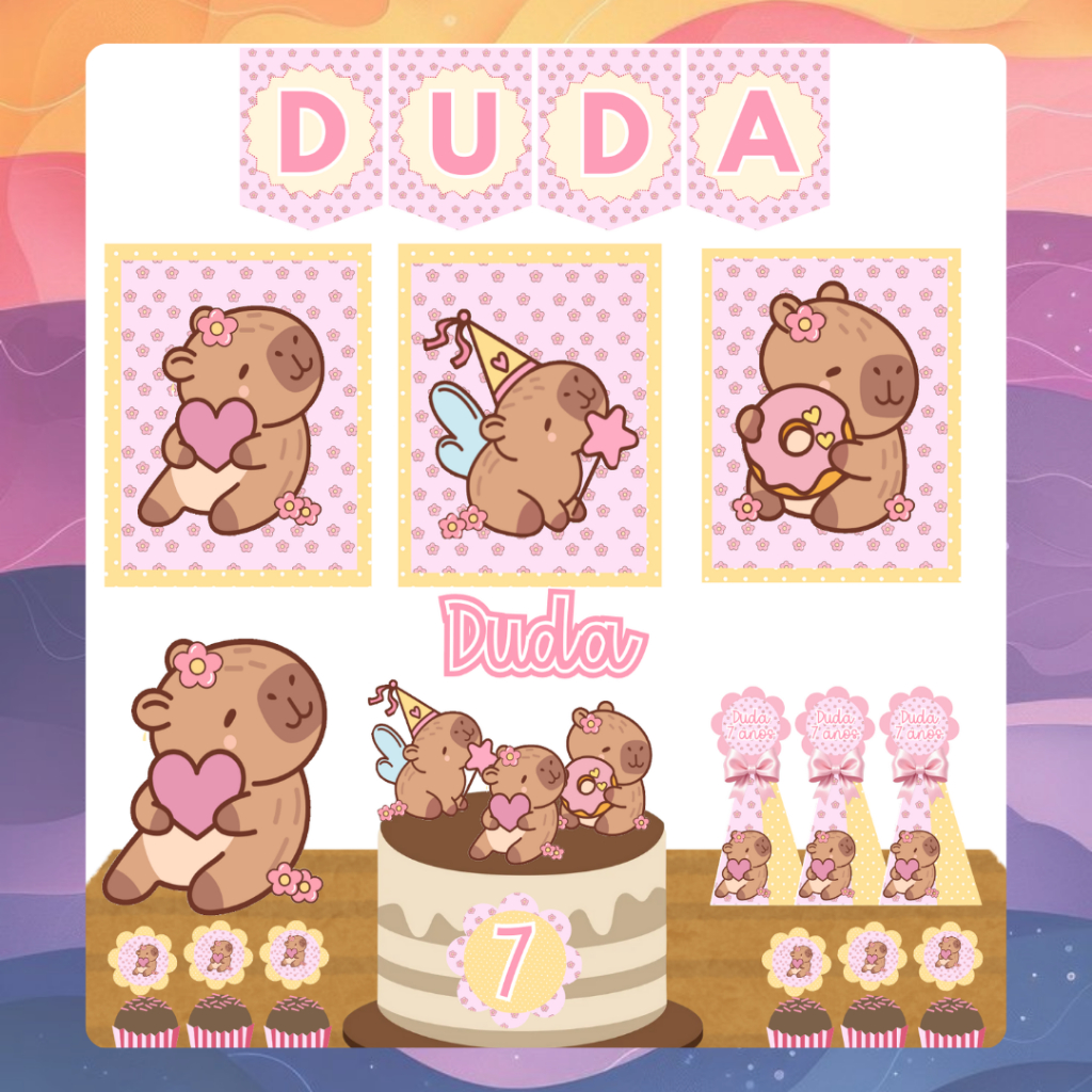 SÓ UM BOLINHO - Festa Infantil Tema Capivara  – Decoração Personalizada para Aniversário/Mesversário