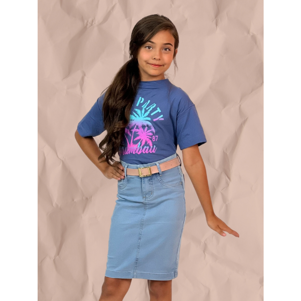 Saia Infantil Juvenil com Cinto Estilo Blogueirinha Anagrom Moda Evangélica Menina — imagem 2 de 2