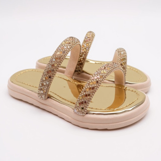Sandália Rasteira Infantil Menina Feminino Chinelo Strass brilhante 15 mm Confortável Duas Cores. em Oferta na Shopee