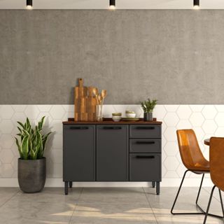 Balcão de Aço Tampo 3 Portas 2 Gavetas Estilo Bertolini em Oferta na Shopee