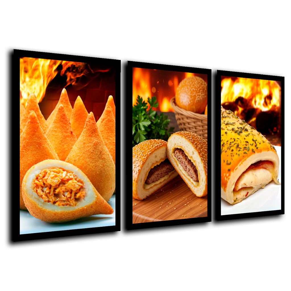Quadros Decorativos Padaria Coxinha Salgado Hamburger Lanchonete