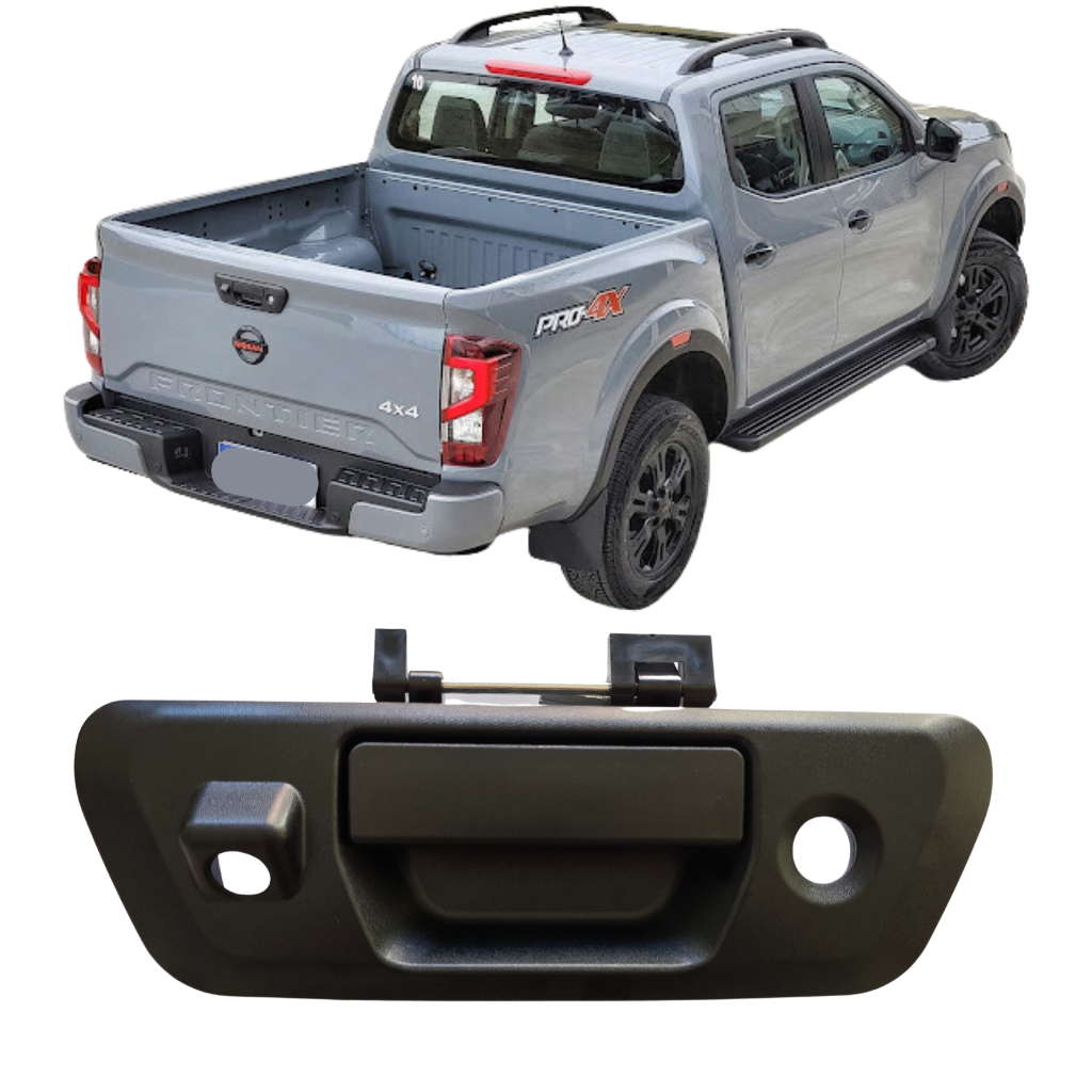 Maçaneta Tampa Traseira Nissan Frontier Pro4x 2017 até 2025 Caçamba Cargueiro Puxador Preta Fosca
