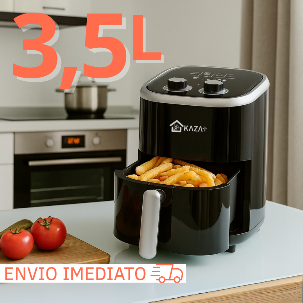 Air Fryer 3,5L Fritadeira Elétrica Sem Óleo 1200W 220V Preta Multiuso Cozinha Kaza+ Potente Prática