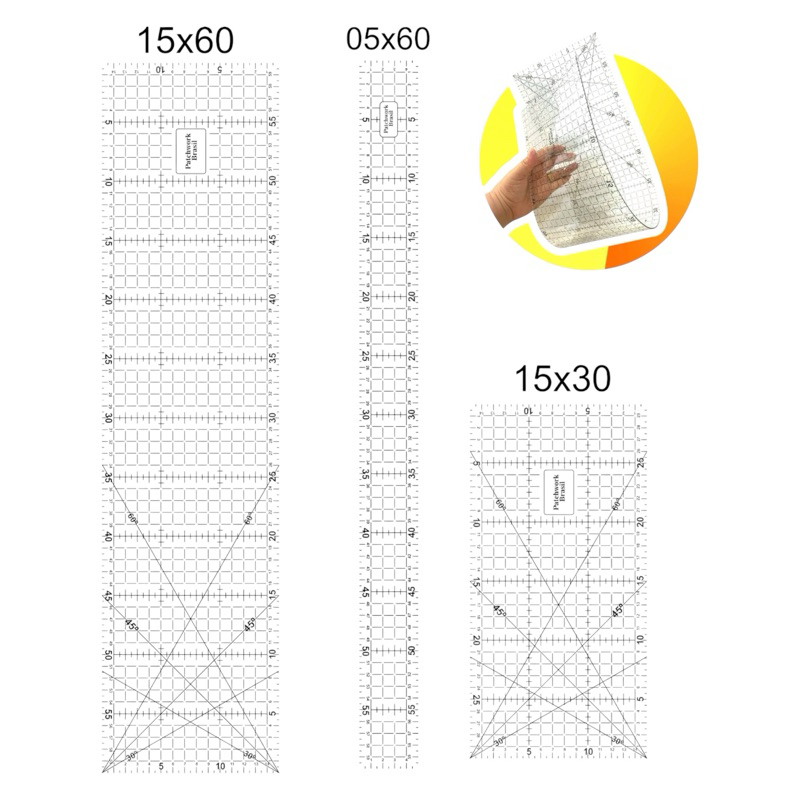 Kit 3 Régua Patchwork Flexíveis 15x60 + 15x30 + 5x60 Costura papelaria scrapbook costura papelaria em Oferta na Shopee