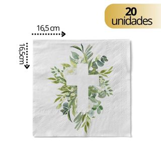 Guardanapo De Papel Folha Dupla 20 Un Cruz Folhagens Crisma Batizado em Oferta na Shopee