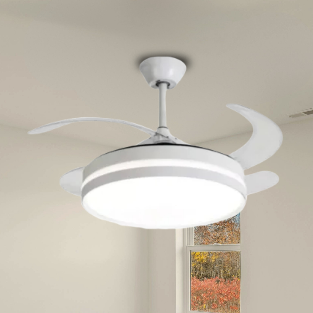 Ventilador De Teto Retrátil Air Signo Pás Branco Led 60w Bivolt Opus Controle Remoto Econômico Resfriamento