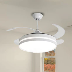 Ventilador De Teto Retrátil Air Signo Pás Branco Led 60w Bivolt Opus Controle Remoto Econômico Resfriamento