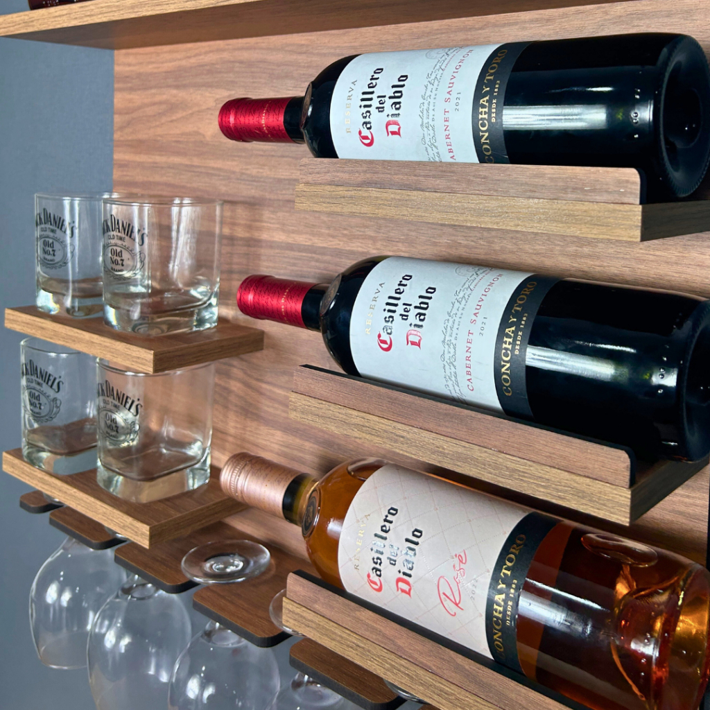 Barzinho De Parede Para Sala Bar Com Adega De Vinho - Amadeirado ou Preto com Frases Devcoração — imagem 2 de 2