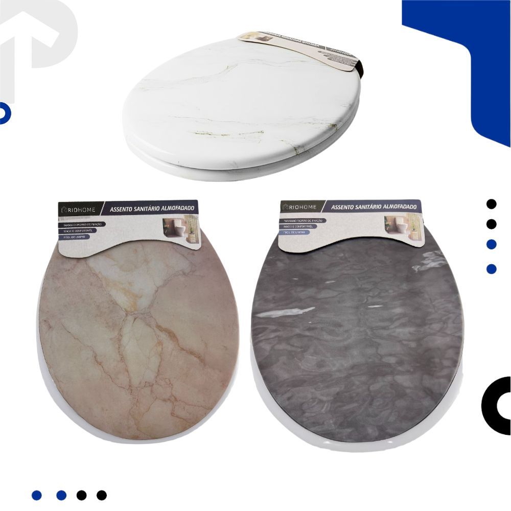 Assento Sanitário Almofadado PREMIUM Tampa Estampa Marmorizado Banheiro em Oferta na Shopee