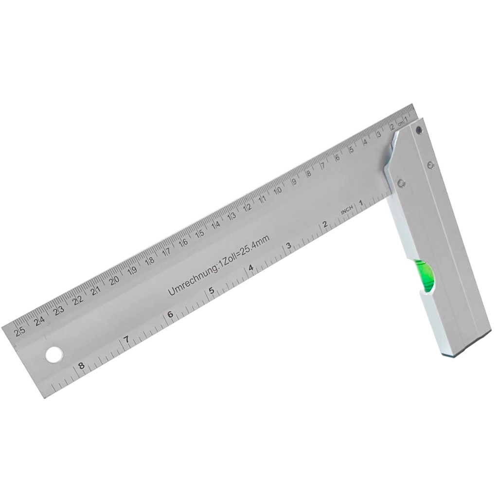 Esquadro Combinado Inox Com Nível Régua 25cm De 10 Polegadas Ferramenta Multifuncional — imagem 2 de 2