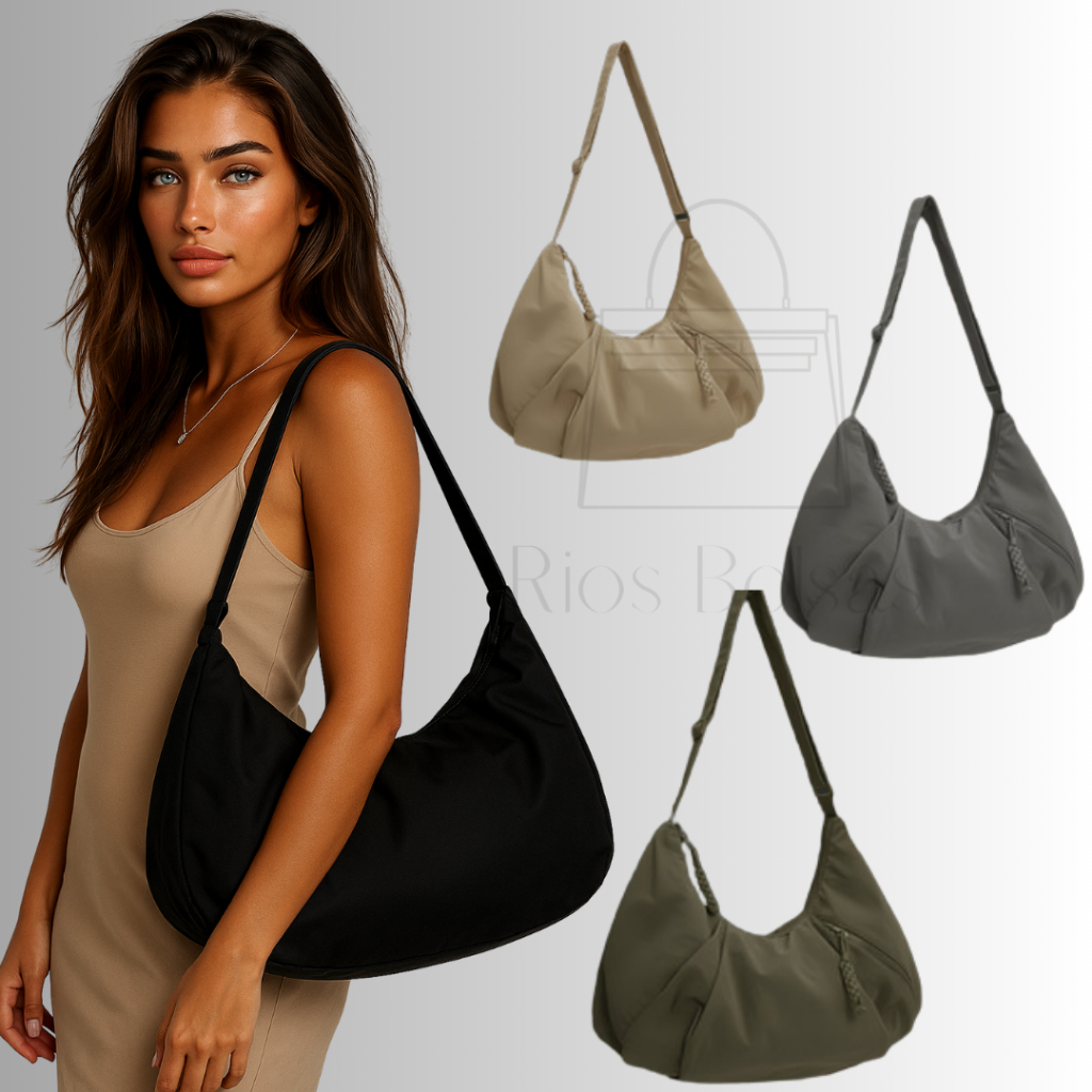 Bolsa Hobo Feminina Nylon Impermeável Moderna Espaçosa Estilosa
