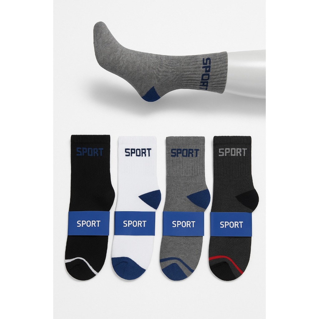 Kit 3 a 24 Pares Meia de Cano Alto com Algodão sport “Respirável, Macia e Durável”.