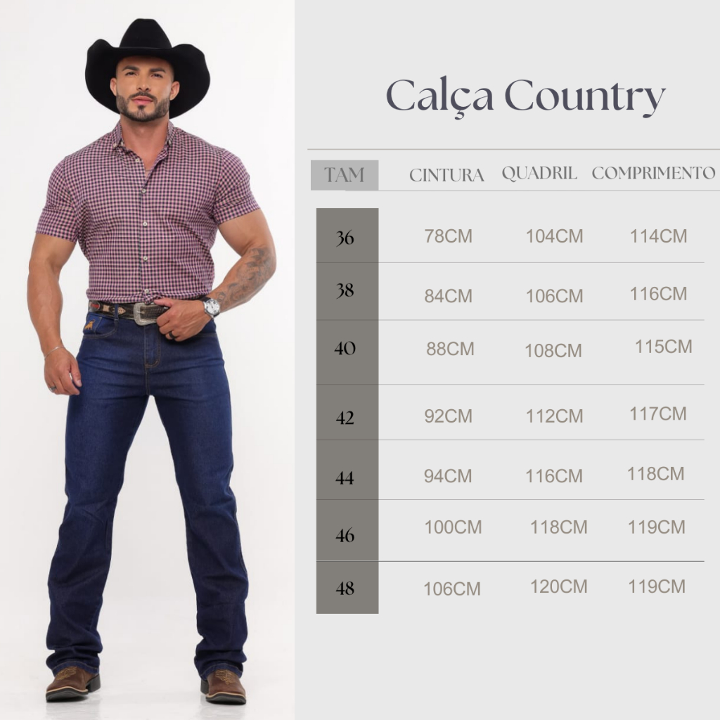 Calça Rodeio COUNTRY TRADICIONAL MASCULINA Boiadeiro Elastano Montaria Jeans Grosso — imagem 2 de 2