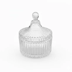 Bomboniere Cristal Carousel 12,5cm Porta Balas Doces Bombons Decoração Sala Mesa Cozinha Lyor