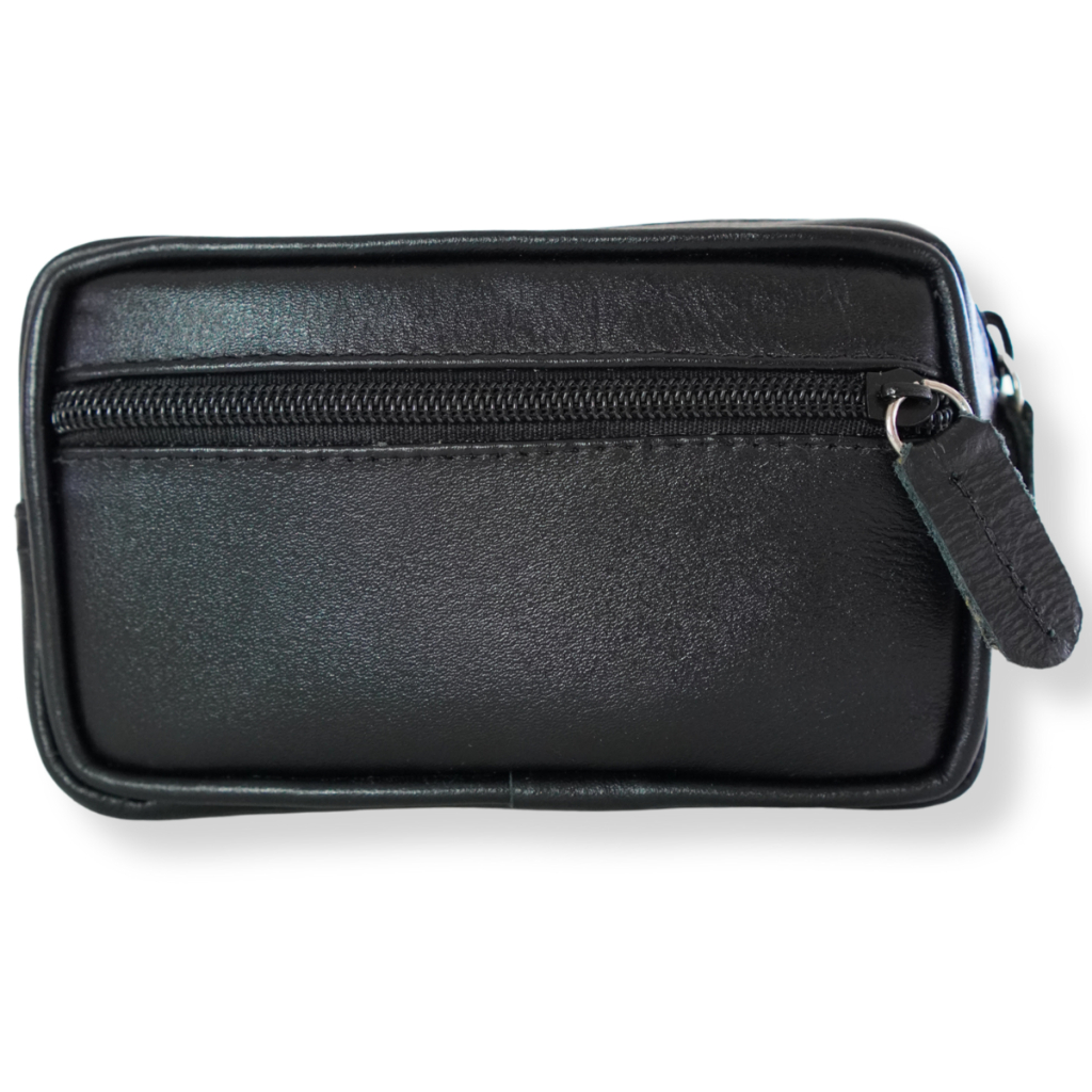 Pochete de Couro Legítimo Masculina Pequena – Ideal para Cinto, Cores Marrom e Preto