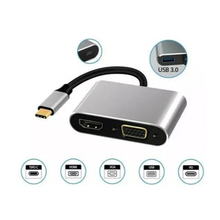 Hub Usb 3.0 Tipo C Adaptador Macbook Hdmi Vga Carregador Pd