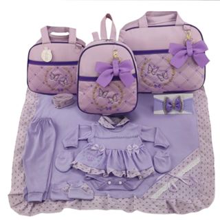 Kit Bolsa Maternidade Menina Varias Cores 3 Peças Borboleta + Saida Maternidade em Oferta na Shopee
